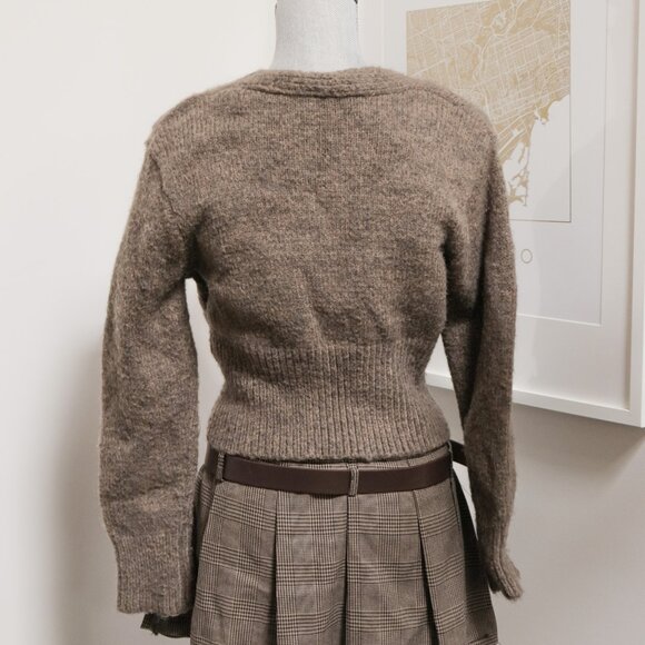 Brown Wrap Asymmetric Cardigan 🧸 COMMENSE - Picture 3 of 6